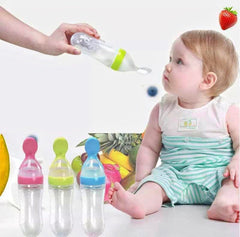 Silicone Spoon Feeder | Baby Food Feeding Bottle with Soft Squeeze Spoon